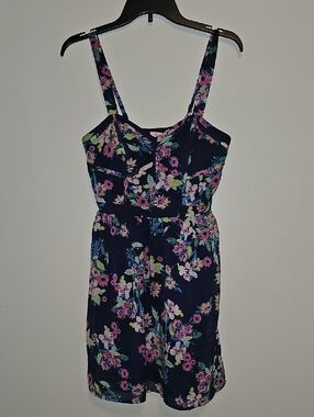 Candie's Navy Dress with Pink & Blue Floral Print